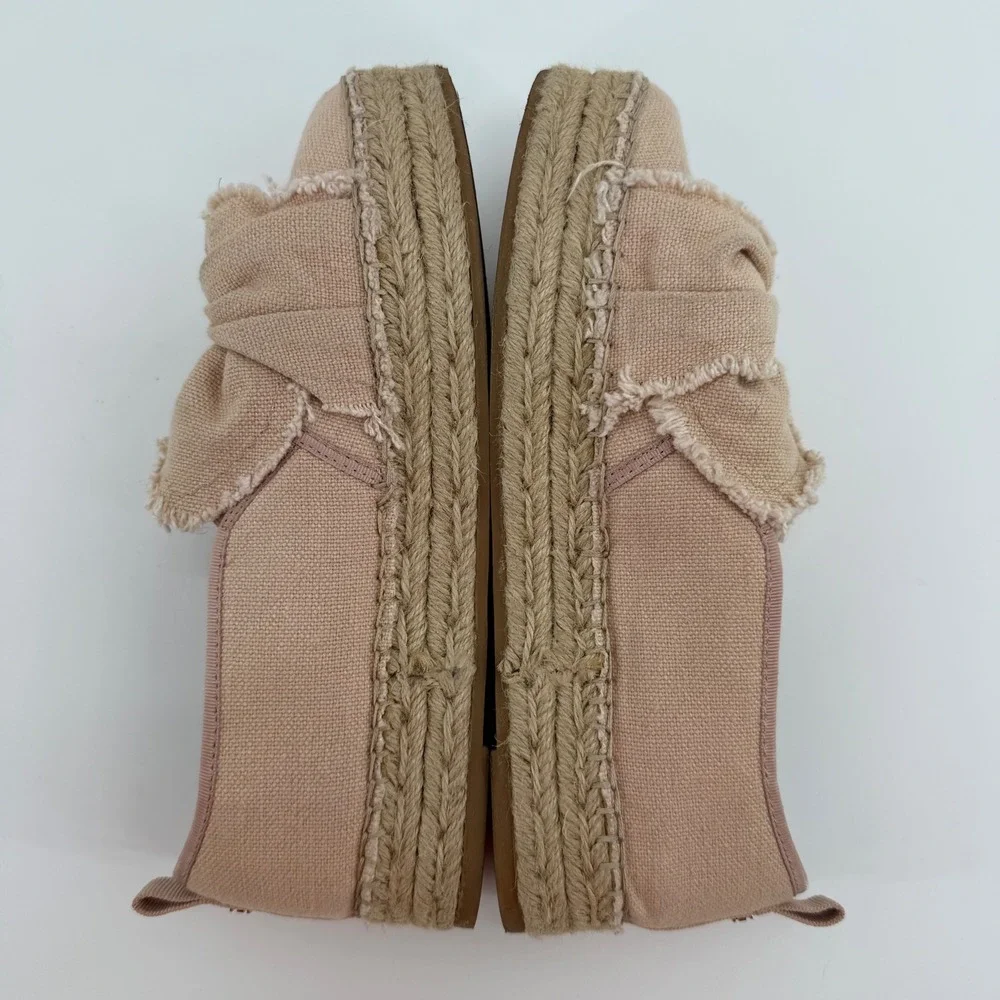 Sam Edelman Cabrera Platform Espadrille Blush Pink Frayed Bow Slip On Shoes‎ 9.5
